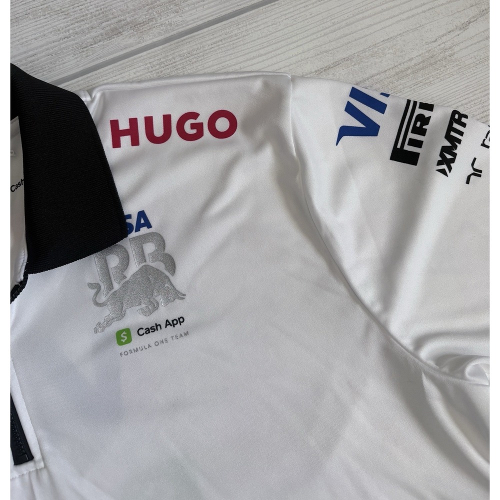 HUGO Visa Cash App RB F1 Team Polo Shirt Mens XL White Blue VCARB Racing Bulls - Picture 3 of 8